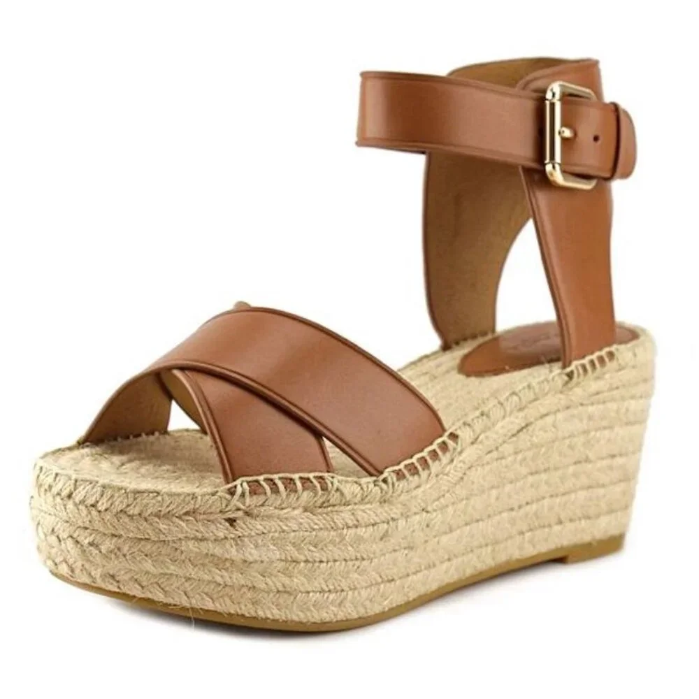 NWOB Coach Primrose Leather Espadrille Platform Wedge Sandal